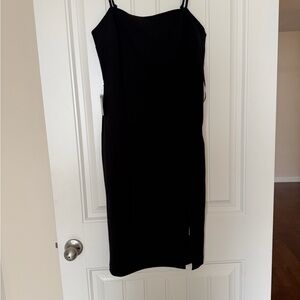 Express Black Midi Dress with Spaghetti Straps